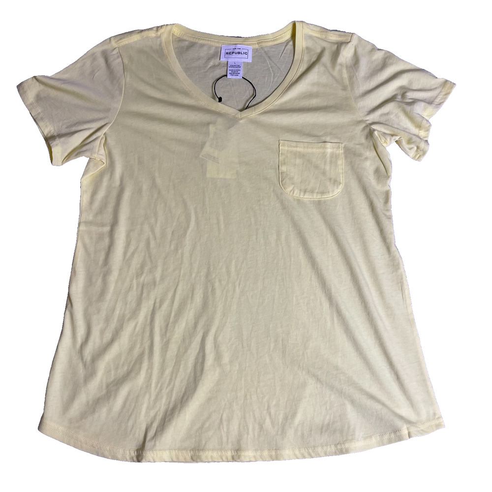 NWT For The Republic V Neck Pocket Tee Shirt Womens Large Basic Capsule Closet